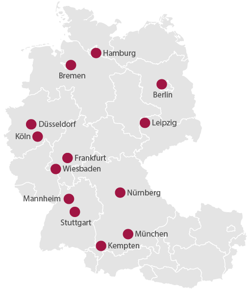 Karte: S-thetic Derma Standorte in Deutschland